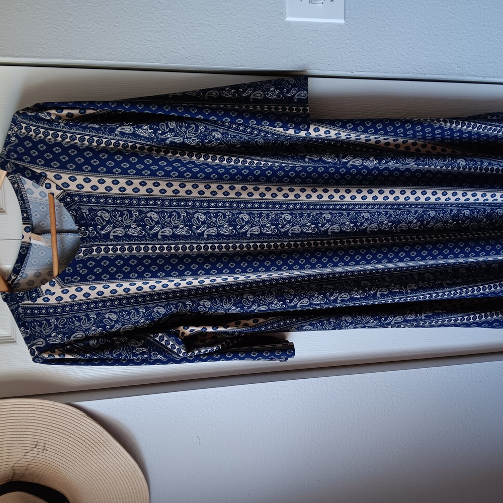 Blue and White Patterned Dress